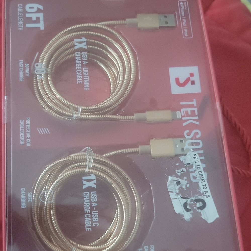 6ft Cable Tek Squad Usba & Usbc Charge Cable